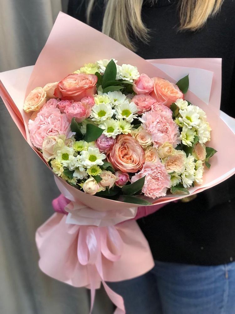 Букет цветов из: Гвоздики, Розы и Хризантемы в Елках