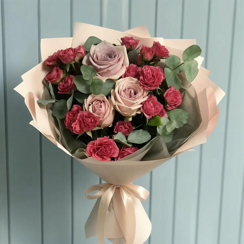 Букет цветов из: Гвоздики и Розы в Елках