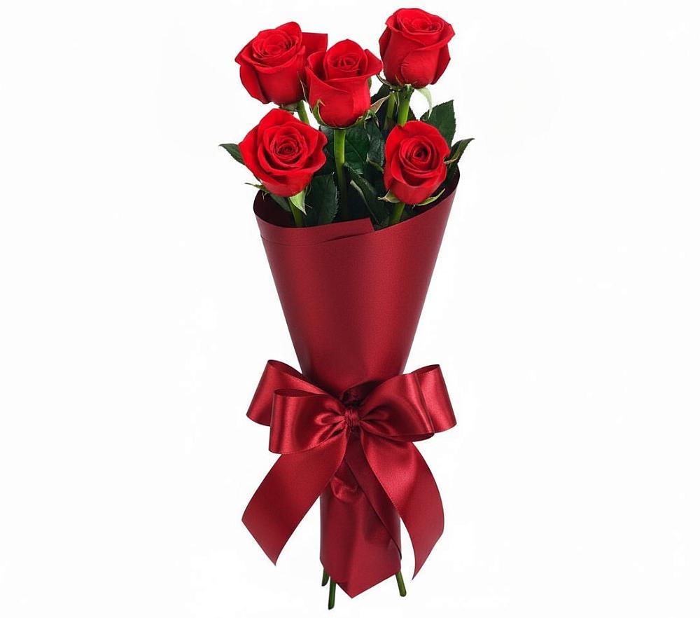 Букет 5 Красных роз Эдлесс Лав в Елках