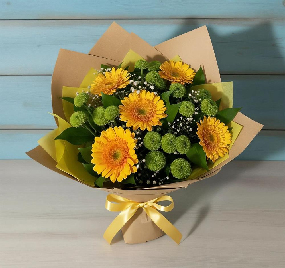 Букет цветов из: Герберы и Хризантемы в Елках