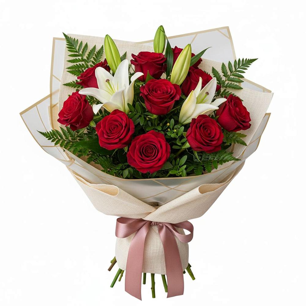 Букет цветов из: Лилии и Розы в Елках