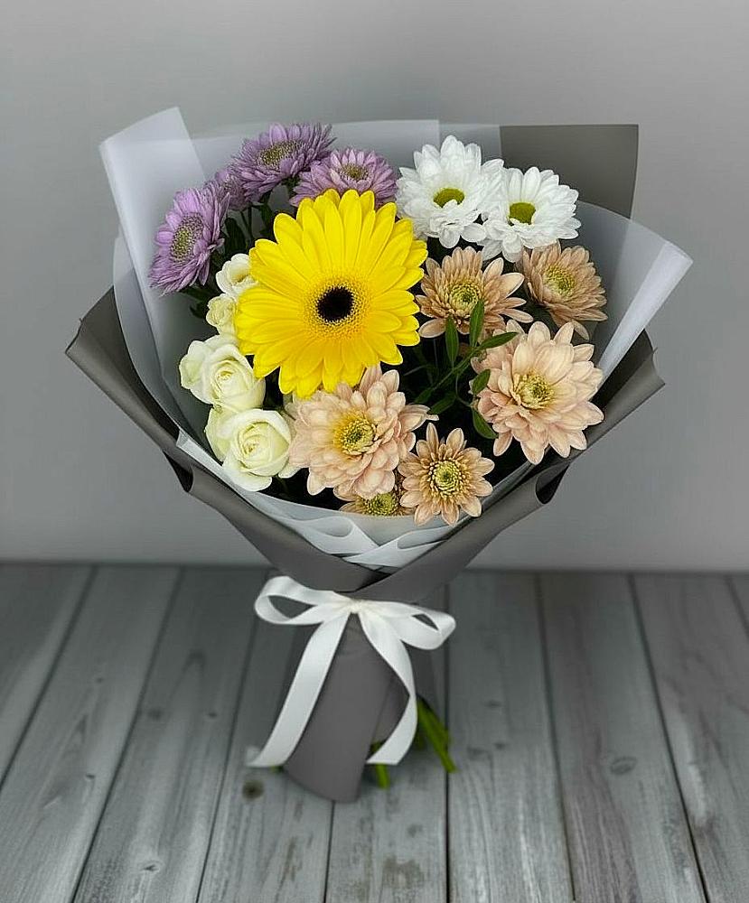 Букет цветов из: Розы, Герберы и Хризантемы в Елках