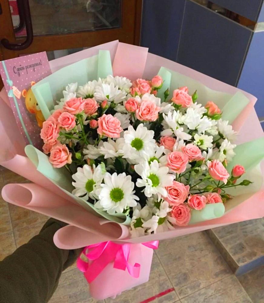 Букет цветов из: Розы и Хризантемы в Елках