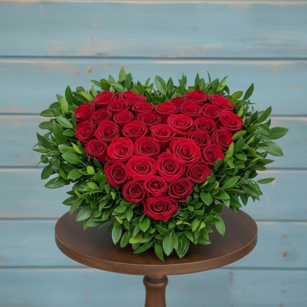 Цветочная композиция из Розы в виде сердца в Елках