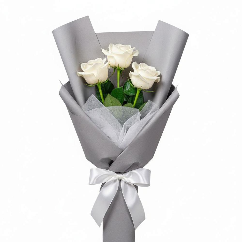 Букет 3 белые розы в Елках