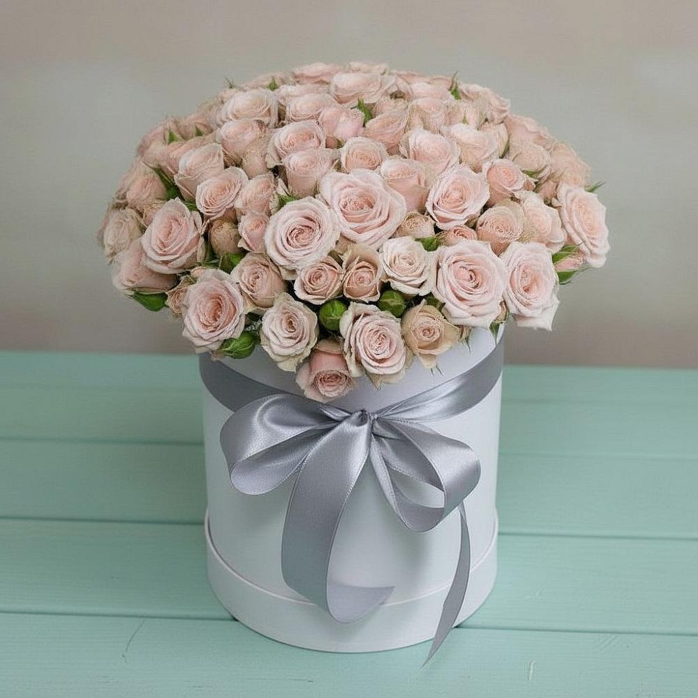 Цветочная композиция из Розы в шляпной коробке в Елках